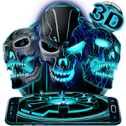  Neon Tech Evil Skull 3D Theme   -  